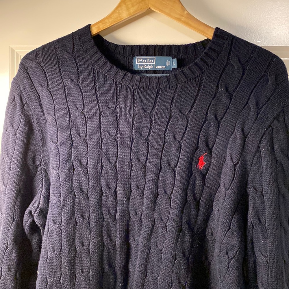 Polo by Ralph Lauren cable knit navy sweater